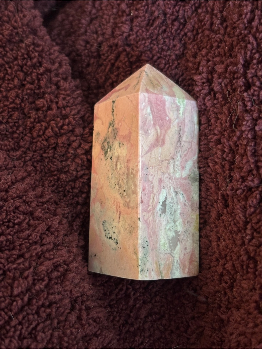 Light Pink Rhodonite Point Crystal Tower - Picture 3 of 7